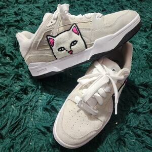 Ripndip x Puma White Suede Cat Patch Sneakers Skate Shoes Size 9.5
